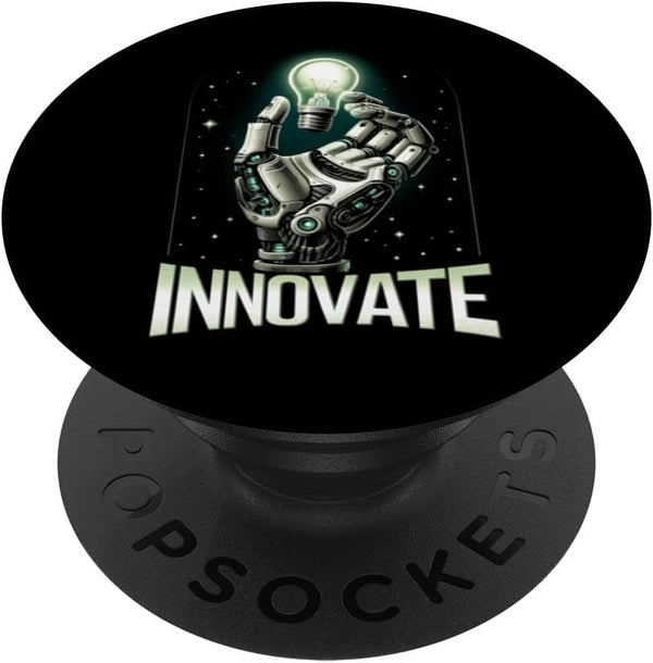 Futuristic Robot Hand with Light Bulb, Robotics Engineering PopSockets Standard PopGrip