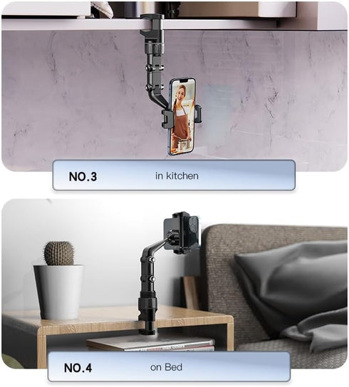 Phone Holder for Car, 360 Degree Rotable Mount, Anti Shake Grip, Compatible with All iPhone and Android Devices