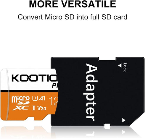 KOOTION 128GB Micro SDXC UHS-I U3 V30 A1 Memory Card - High Speed TF Card for Phone, Camera