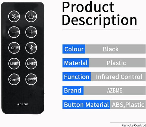 RC100 Replacement Remote Control for Edifier RC10D, R2000DB, R1280DB Soundbar Speaker Bookshelf Speakers