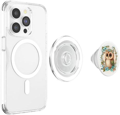 Cute Floral Owl Watercolor PopSockets MagSafe PopGrip for iPhone