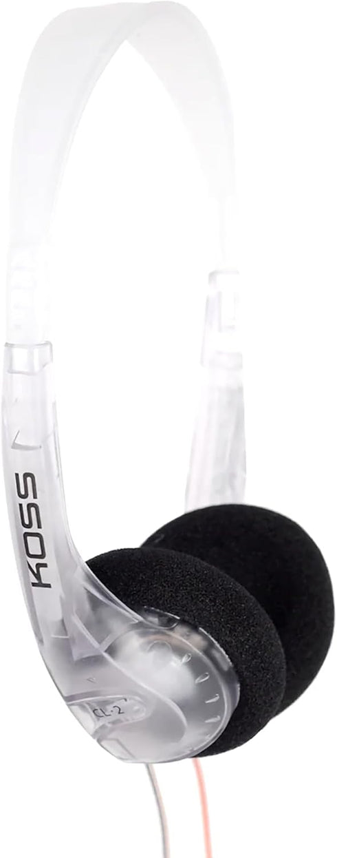 Koss CL/2 Clear Transparent On-Ear Headphone, Lightweight, 3.5mm Jack, 6 Foot Cord