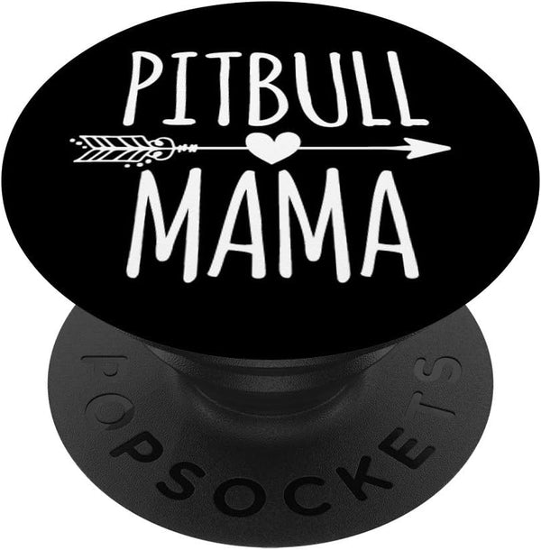 Pitbull Mama Love Pitbulls Black Background Cute Mom Gift PopSockets PopGrip for Phones & Tablets