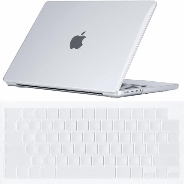 Se7enline Clear Crystal Hard Case for MacBook Pro 14 inch, 2021-2024, with Keyboard Skin, Transparent
