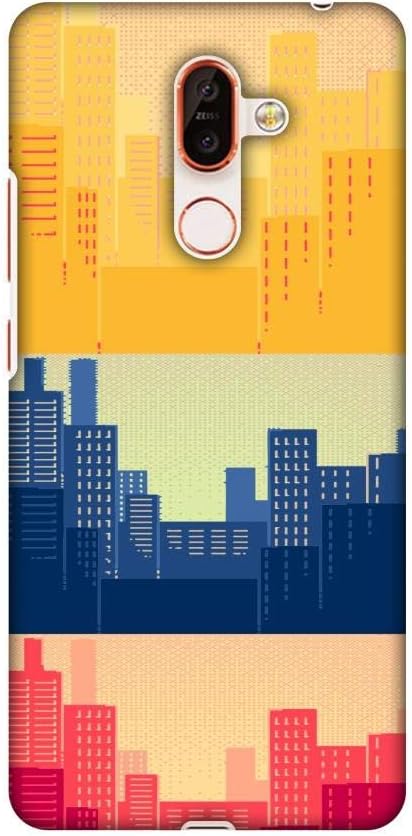 AMZER Slim Fit Designer Printed Snap On Hard Shell Case for Nokia 7 Plus - Colombia Flag Cityscape HD Color