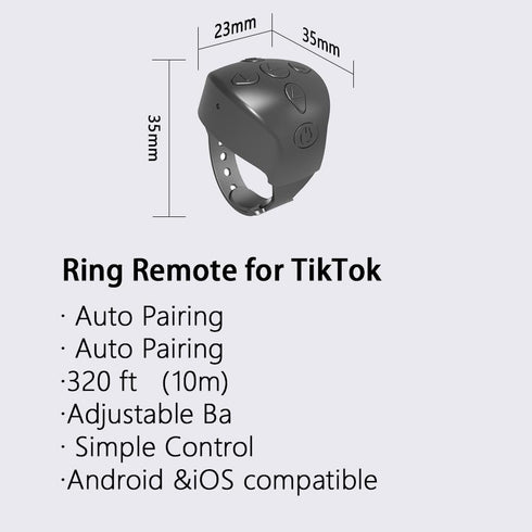 TikTok Remote Control Kindle APP Page Turner, Bluetooth Smart Ring for iPhone, iPad, iOS, Android (Black)