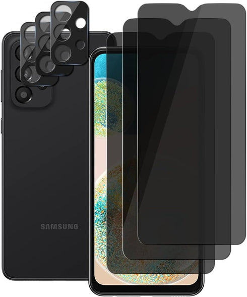 (3+3) For Samsung Galaxy A23 4G/5G (3 Pack) Anti Spy Tempered Glass Film Privacy Screen Protector and Camera Lens