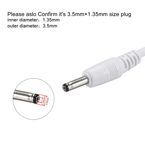 uxcell USB Type-A Male to 3.5 x 1.35mm DC 5V 1A Plug Barrel Connector Charge Cable White