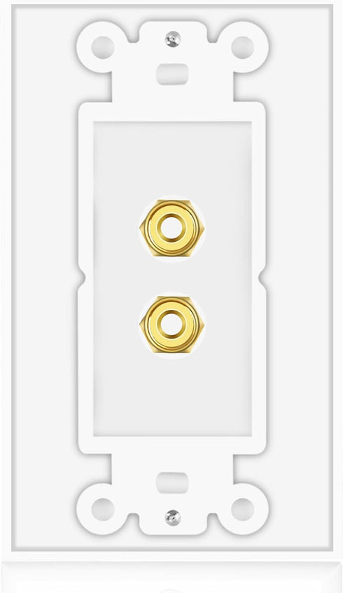 TNP 2 Pack Home Theater Speaker Wall Plate Outlet - Gold Plated Copper Banana Plug Binding Post Connector, White