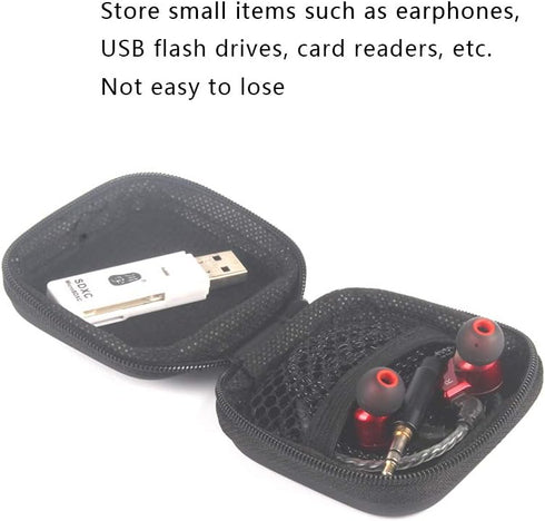 Portable Square Earphone Carrying Case, Mini Pouch Storage for Smartphone Earphone, 2-Pack