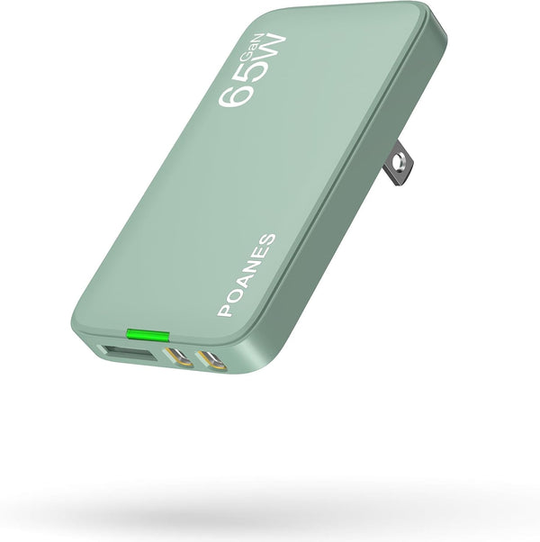 65W GaN USB C Charger, 3 Port Flat USB Wall Charger with USB C and USB A for MacBook, Tablets, iPhone 15