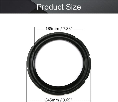 Fielect 10 Inch Black Notch Speaker Rubber Edge Surround Rings, 2pcs Replacement Parts for Speaker Repair or DIY