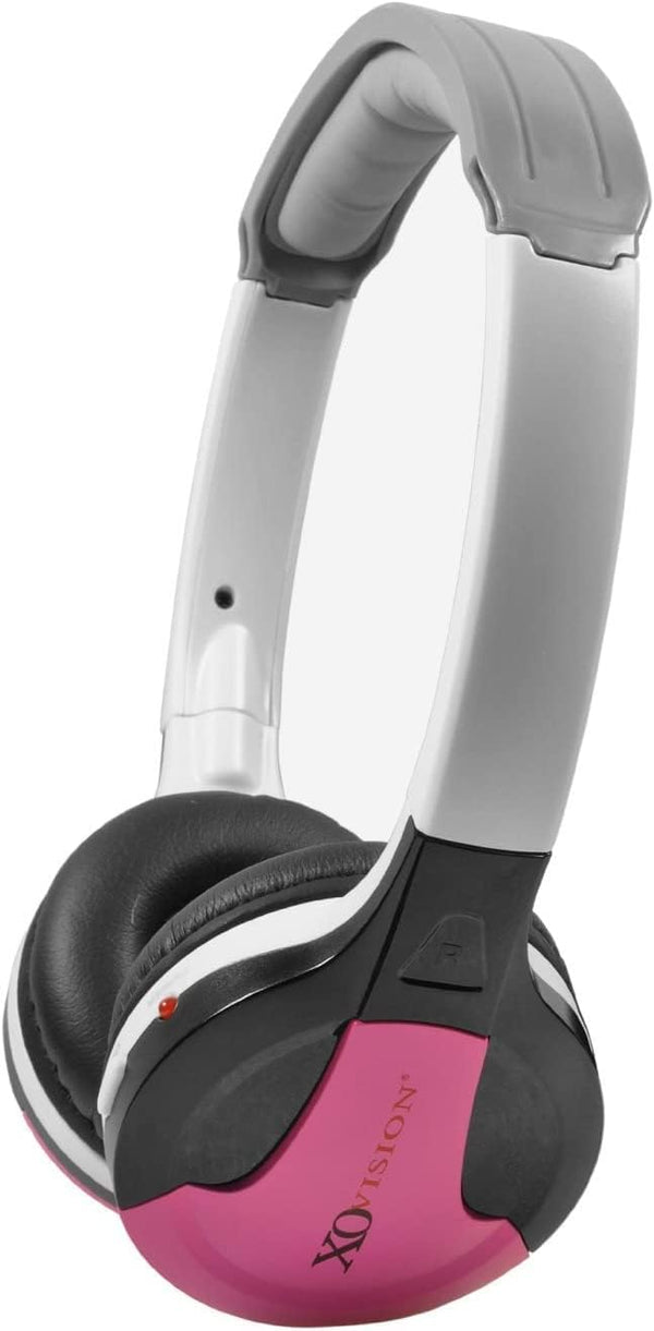 XO Vision IR630P Wireless Foldable Headphones - Pink, Bluetooth-Enabled, Lightweight, Portable for iPhone, Car, Kids