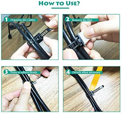 50 Pieces Cable Management Desk Wire Organizer, Zip Ties, Adhesive Cord Clips for Desk Wire Management