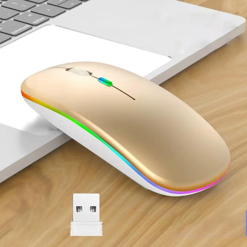 Wireless Bluetooth Mouse, LED Dual Mode Rechargeable Silent Slim Mouse, Portable for Laptop, Desktop, Tablet, Phone,