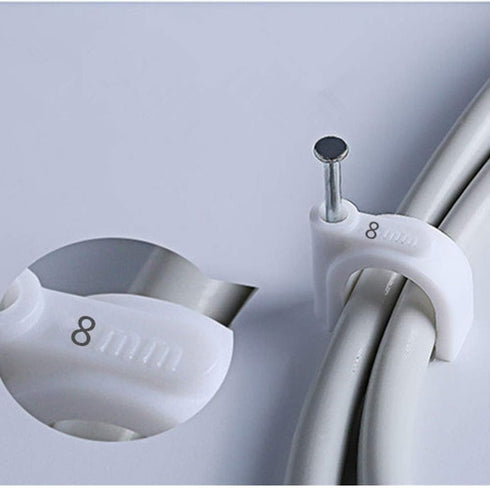 Round Cable Wire Clips for RG6/RG59/CAT5/CAT6/RJ45 - 400pcs Single Coaxial Nail Clamps (6mm + 8mm + 10mm + 12mm)