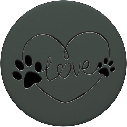 Black Dog Paw Print Heart Love on Midnight Green, PopSockets Standard PopGrip