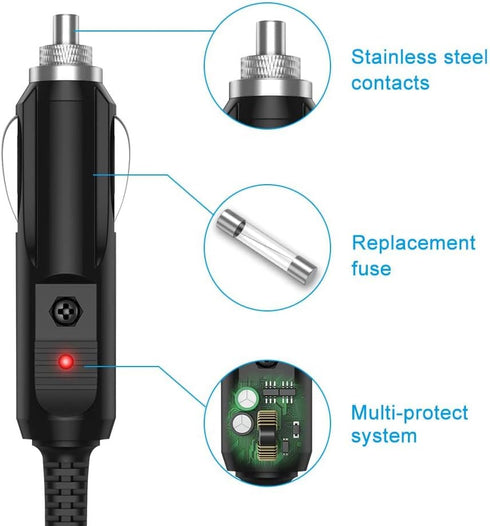 12V Car Charger Compatible with Portable DVD Player, DBPOWER Sylvania RCA, Snailax Seat Cushion, Spectra S1 S2 Breast