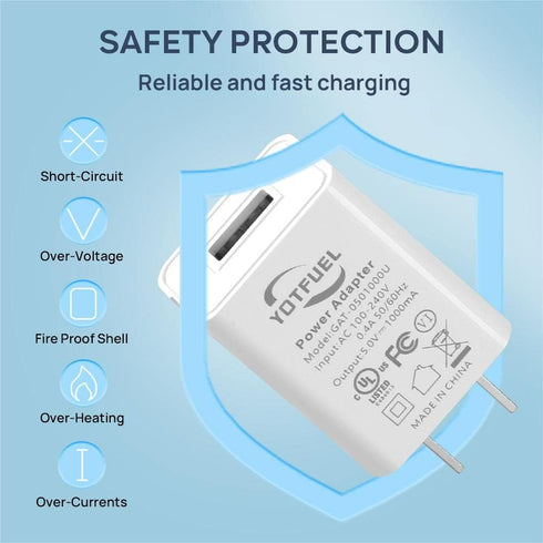 Wall Charger Cube 5V1A USB Power Supply Charging Block Universal Wall Plug Brick Portable Travel Fast Charger Power Adapter for iPhone, Samsung Galaxy, LG (White)