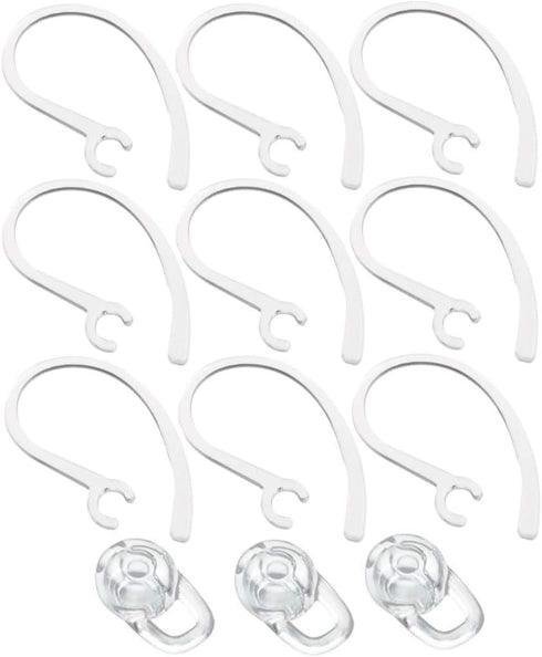 Universal 9 Piece Small Earhooks with Replacement Earbuds for Voyager Edge Wireless Bluetooth - Clear