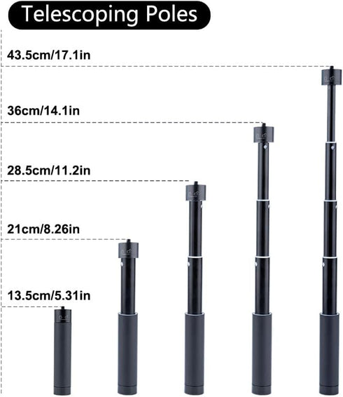 Generic 17.1" 43cm 1/4"-20 / Gimbal Extension Selfie Stick Compact Aluminum Portable Stabilizer Extension Rod, Foldable