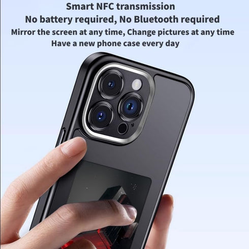 NFC Smart Ink Screen Phone Case for iPhone 15 PRO - Gray Protective Cover