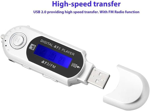 UCCKEYI 1PC 2.0 MP3 32GB 20 USB Digital Music Player Portable LCD Screen Support TF Card and FM Radio,Use Hours,Silver
