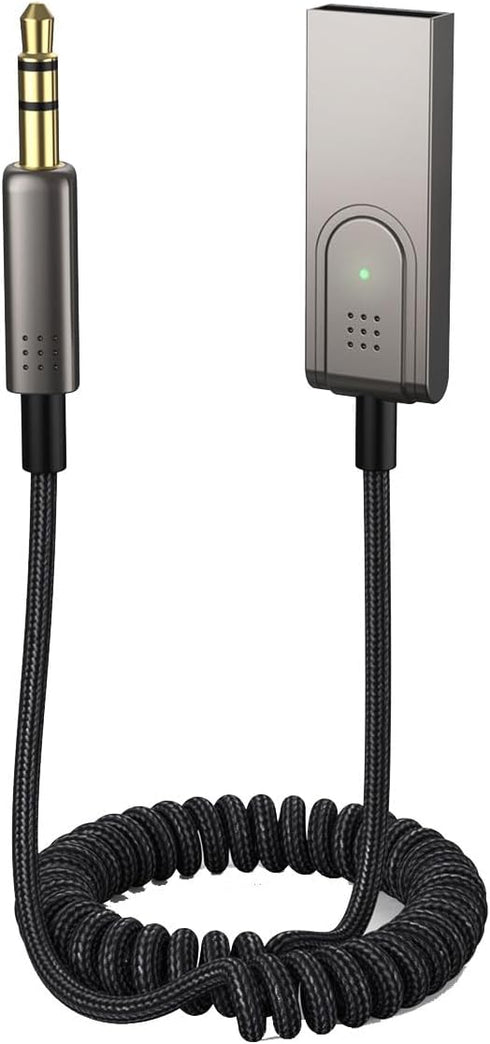 MMOBIEL Bluetooth AUX Adapter, USB to 3.5mm AUX Bluetooth Car Adapter with Microphone for Music and Handsfree Calling