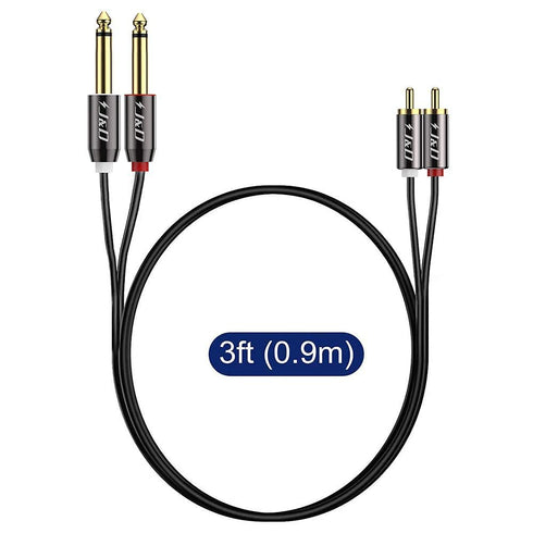 J&D 1/4 to RCA Cable - Gold Plated Copper Shell - 3 Feet Heavy Duty Audio Interconnect Cord