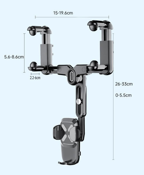 Car Phone Mount, 360 Rotatable and Retractable, Anti-Shake Design, Compatible with Samsung, iPhone, Sony