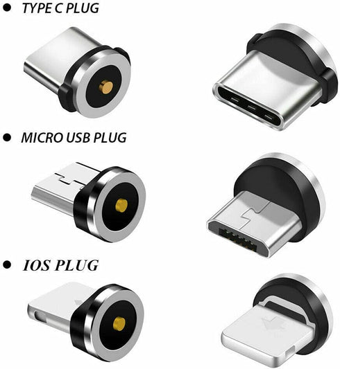 9 Pack Magnetic Phone Cable Adapter Connector Tips for iPhone, Huawei, Samsung, Android Mobile Phone