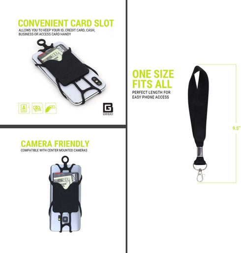 Gear Beast Cell Phone Wrist Strap, Mobile Phone Holder Wristlet with Card Pocket for iPhone, Galaxy & Most Smartphones
