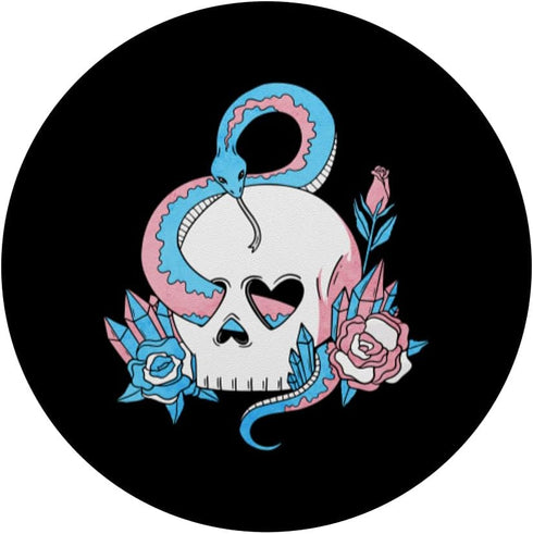 Trans Flag Skull Snakes Roses LGBTQ Pride PopSockets Standard PopGrip - Subtle Design
