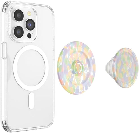 PopSockets Round Phone Grip with MagSafe Adapter Ring, Wireless Charging Compatible - Rainbow Glass