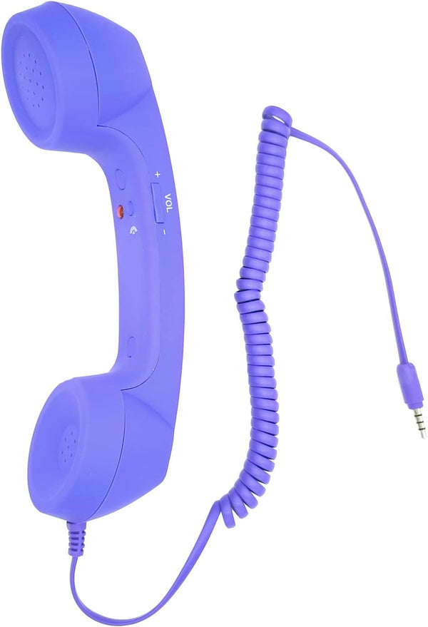 Retro 3.5mm Telephone Handset Cell Phone Receiver Mic for iPhone, iPad, Mobile Phones, Smartphone (Purple)