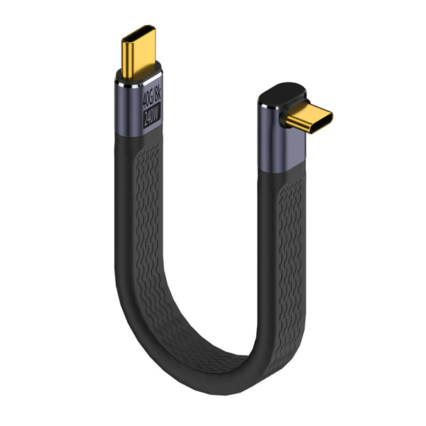 QIANRENON 240W USB4.0 C Male to 90° Angle Type C Male Fast Charging Cable, 40Gbps USB Type C 4.0 for Power Bank