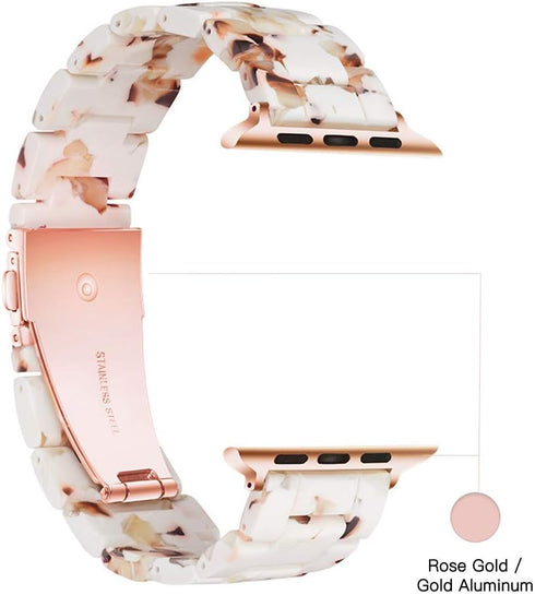 Light Apple Watch Band - Fashion Resin for Apple Watch Series 8, 7, SE, 6, 5, 4, 3, 2, Nougat White
