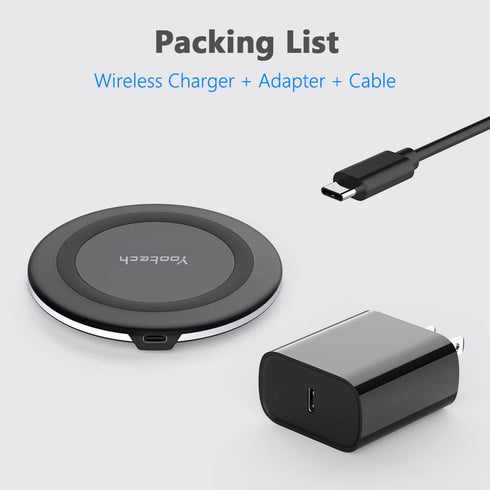 Wireless Charger by yootech, 10W Max Charging Pad with Quick Adapter, Compatible with iPhone 15/15 Plus/15 Pro
