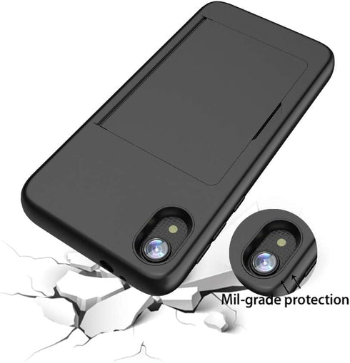 iPhone X/XS Protective Wallet Case with Card Holder and Credit Card Slot (Black)