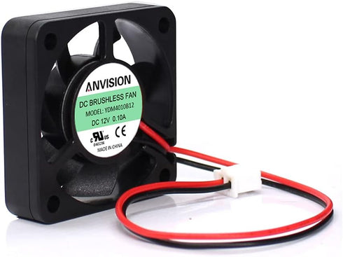 ANVISION 40mm x 10mm DC 12V Brushless Cooling Fan with Dual Ball Bearing, 2 Pin
