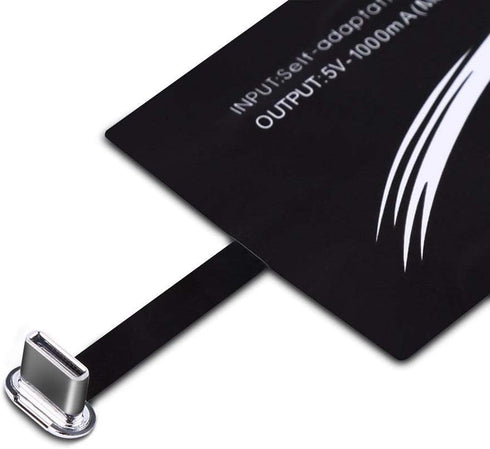 Portable Qi Charging Receiver USB C, Rapid Wireless Charger Receiver Chip for Huawei/Oneplus, Black for Smartphone