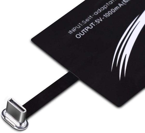 Portable Qi Charging Receiver USB C, Rapid Wireless Charger Receiver Chip for Huawei/Oneplus, Black for Smartphone