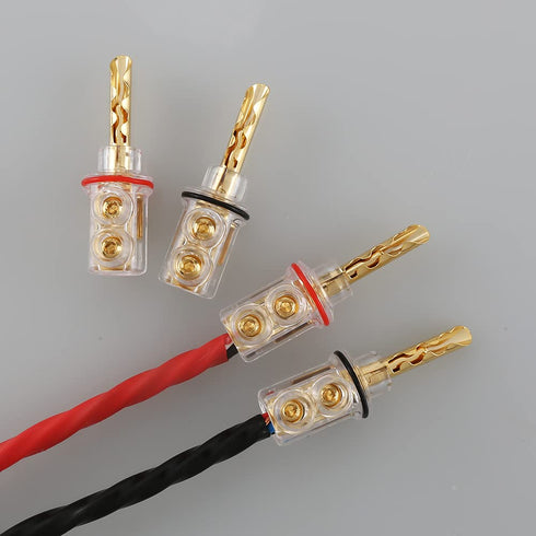 Viborg Audiocrast 4X HiFi Speaker Banana Plug Connectors 4MM BFA Type with Heat Shrink Tubing - Gold