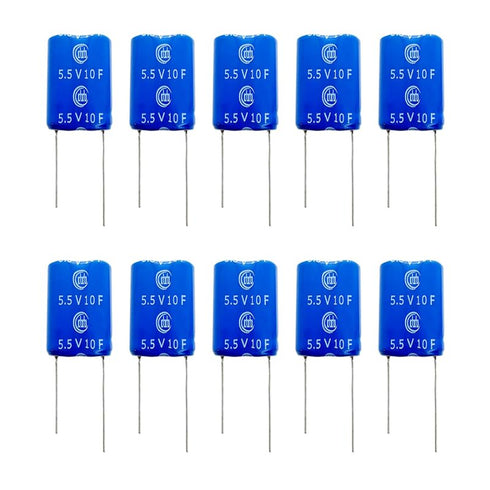 Laimiaoxian 10 Pieces 13x26x27 mm(0.51x1.02x1.06 inch) Supercapacitor 5.5V 10F Dual Layer Capacitor Wirewound