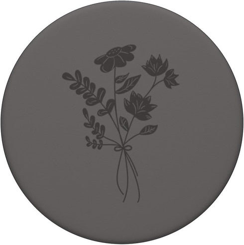 Gray Floral Flower Wildflower PopSockets Standard PopGrip