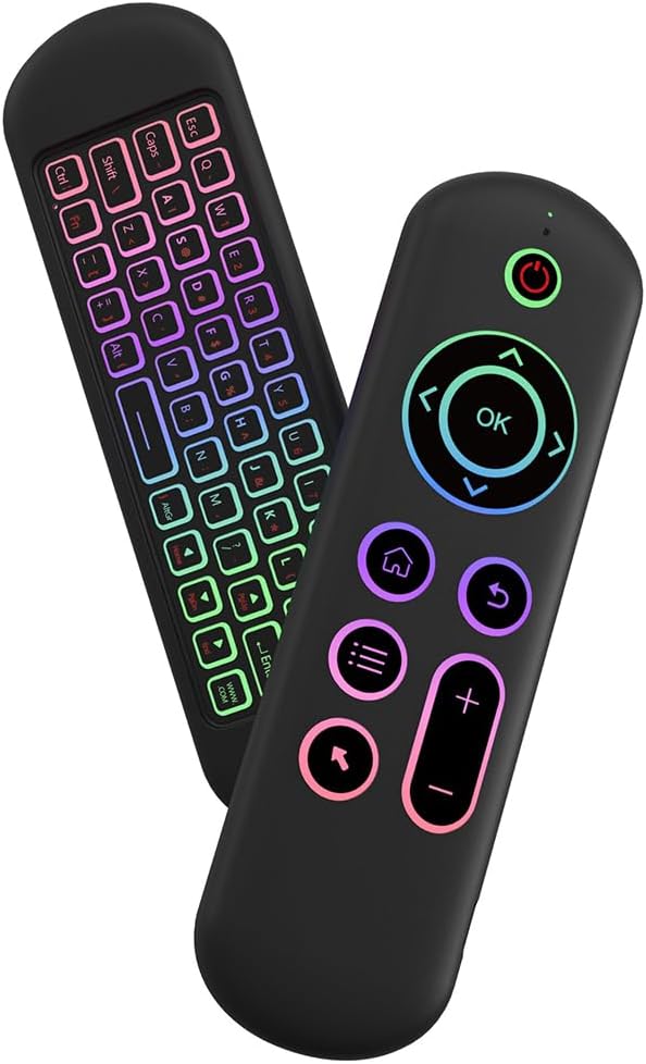 LUVI Air Mouse Remote Control, Wireless Mini Keyboard 2.4G & BT5.2 Motion Sensing Backlit Rechargeable, Compatible with