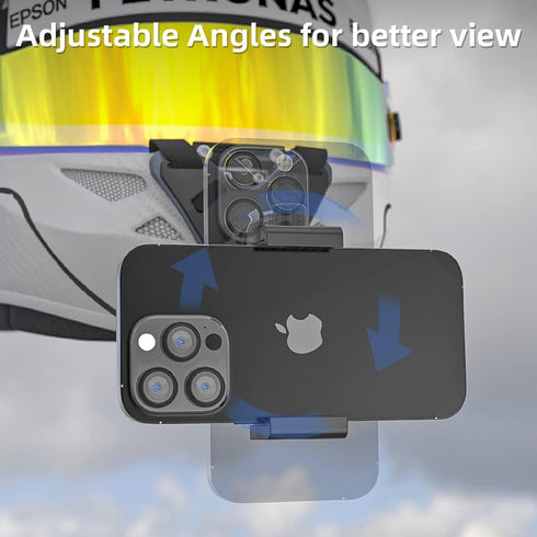SOH Updated Motorcycle Helmet Chin Strap Mount with Phone Clip, Compatible with iPhone 15 Pro Max/14/13