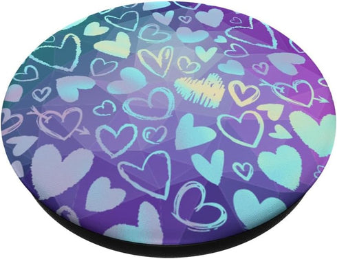 Rainbow Modern Hearts Teal Purple Polygon PopSockets Standard PopGrip