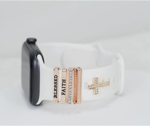 Women Cross Watch Band Charms for Apple Watch 38mm 40mm 41mm 42mm 44mm 45mm 49mm, Men Silver Rose Gold Decorative Rings