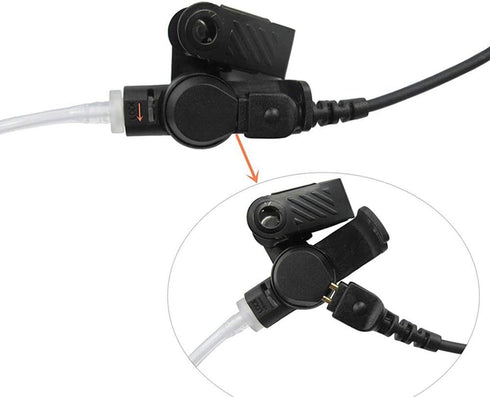 PTT Mic Covert Acoustic Tube Earpiece Headset for Motorola Radio BPR40, CP200, CLS1100, CLS1410, and More